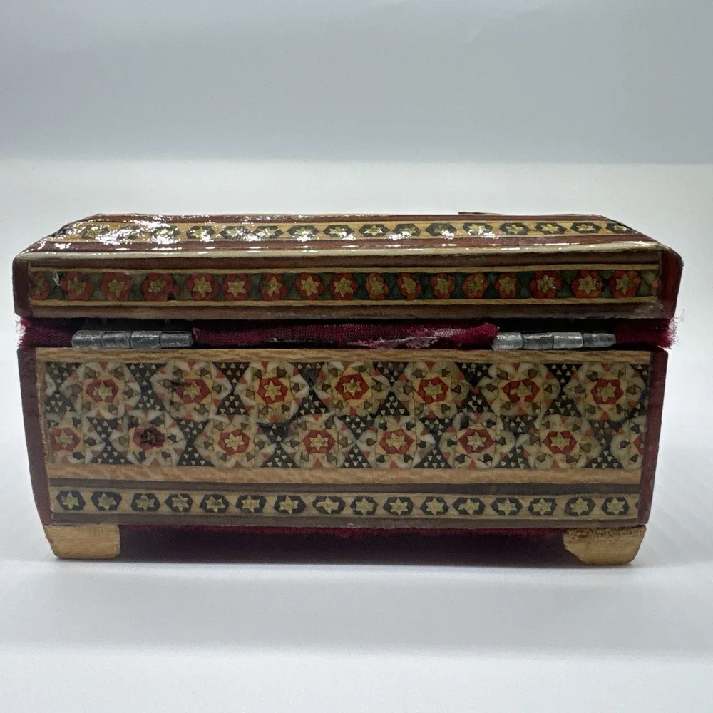 Persian Khatam Wooden Trinket Box  Hand Made-Damaged